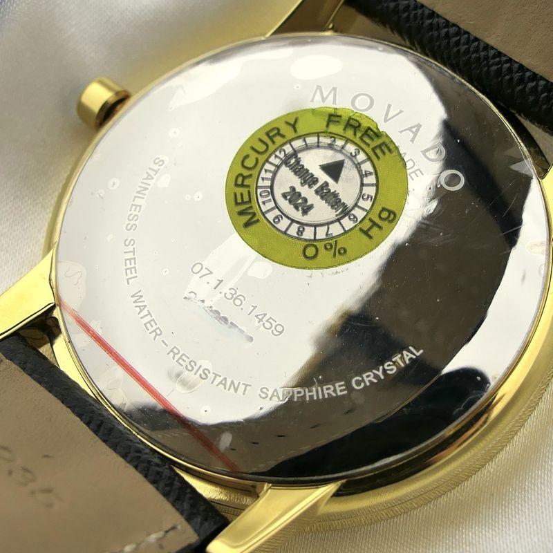 Image 12 of Movado Museum Classic; Gold-plated men's watch with black dial; 0607195