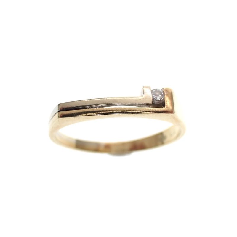 Image 2 of Two-tone gold ring with diamond; 0.03 ct.