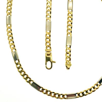 Image 1 of Two-tone gold gourmet link necklace | 44.5 cm