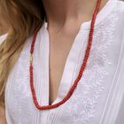 Image 9 of Blood coral bead necklace with gold clasp; Antique | 67 cm