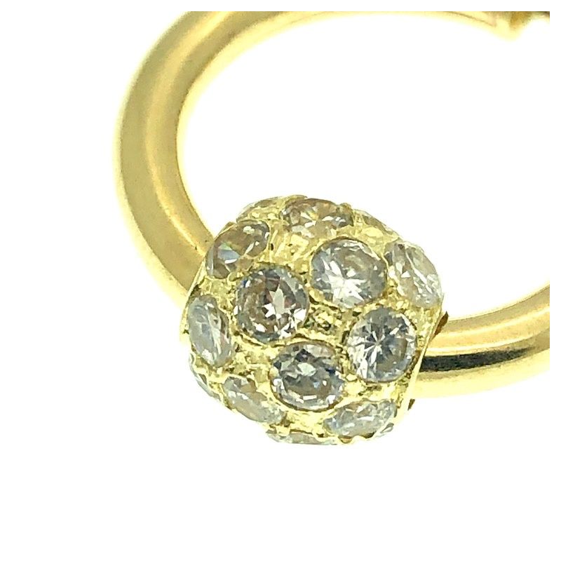 Image 3 of Yellow gold earrings with zirconia charm | Ø 20 mm