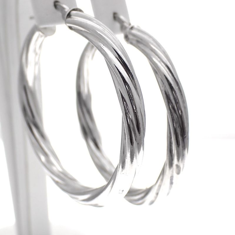 Image 3 of Silver twisted earrings | Ø 38 mm