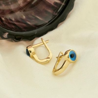 Image 2 of Gold stud earrings with Nazar (Lucky Eye)