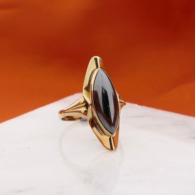 Afbeelding 2 van Gouden ring met hematiet