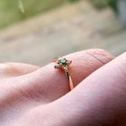 Image 7 of 18K rose gold ring with emerald and diamond | 0.04 ct.