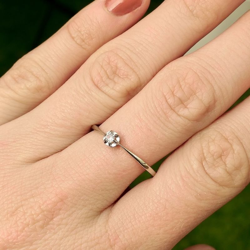 Image 2 of White gold solitaire ring with diamond | 0.06 ct.