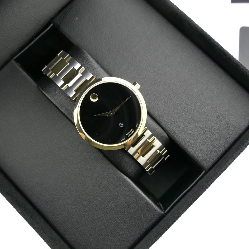 Image 19 of Movado Museum Classic; Two-tone automatic women's watch with black dial; 0607679