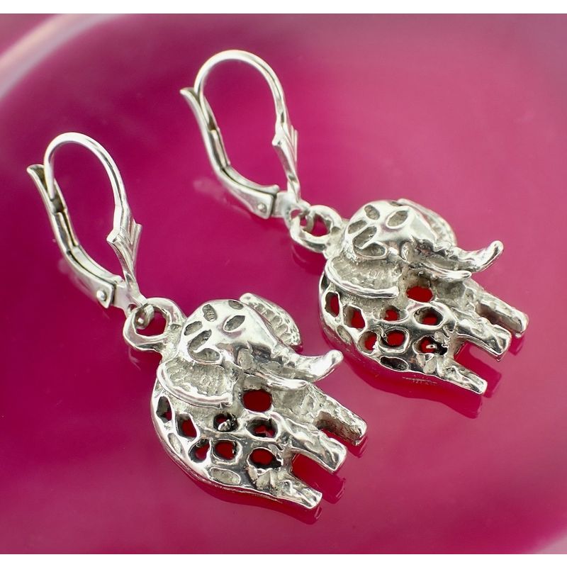 Image 2 of Silver earrings with elephants