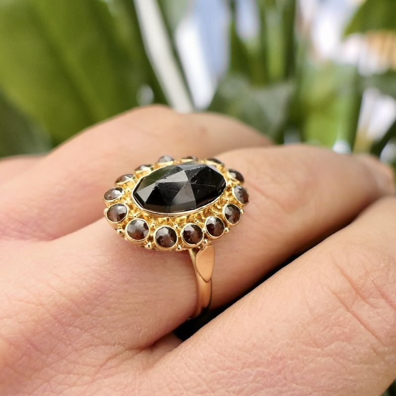 Image 8 of Gold entourage ring with garnet stones | Vintage