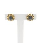 Image 1 of Gold floral stud earrings with garnet