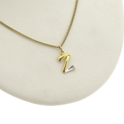 Image 2 of Two-tone gold pendant of the letter Z with diamond