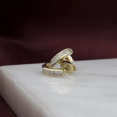 Image 2 of Gold semicircular earrings with zirconia