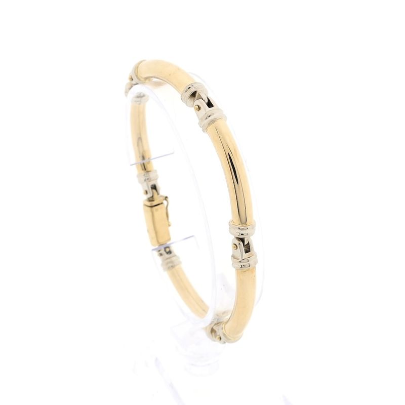 Image 1 of Two-tone gold bar bracelet