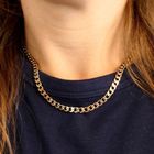 Afbeelding 9 van Tricolor gouden gourmetschakel ketting