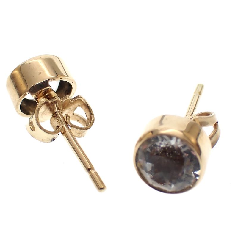 Image 5 of Gold stud earrings with large zirconia.