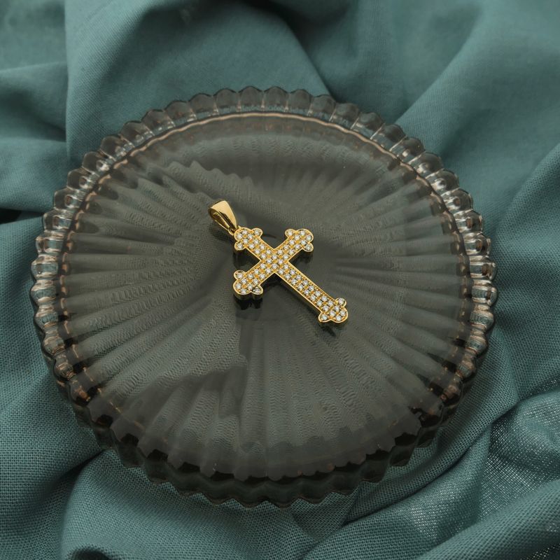 Image 9 of Gold pendant of a cross with diamond; 0.31 ct.