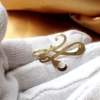 Image 2 of Gold letter brooch; letter H | Vintage