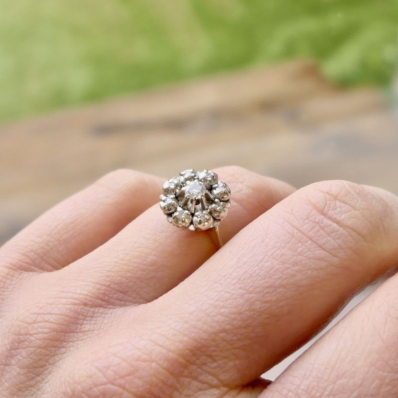 Image 2 of Two-tone gold entourage ring with diamond | 0.23 ct.