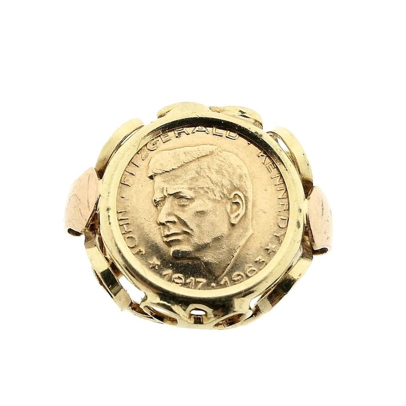 Image 4 of Gold ring with coin | John F. Kennedy