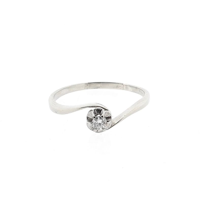 Image 3 of White Gold Solitaire Ring with Diamond | 0.10 ct.