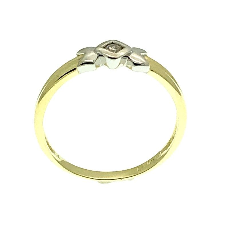 Image 3 of Two-tone gold solitaire ring with 0.04 ct diamond.