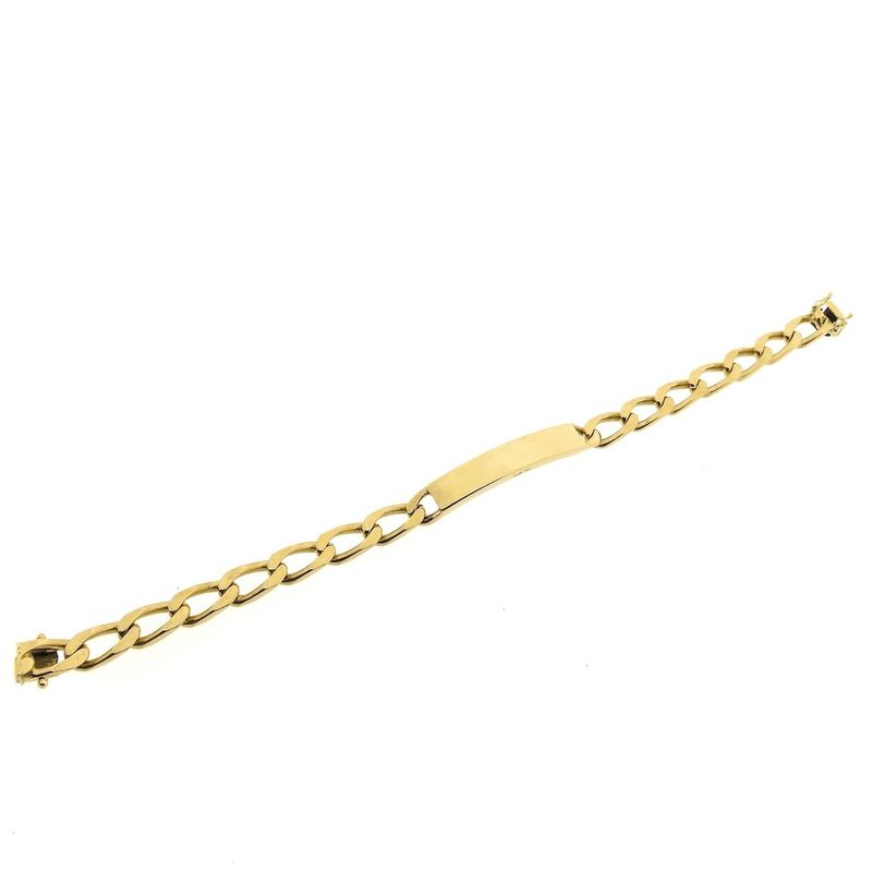 Image 9 of Exclusive gold flat gourmet link bracelet with engraving plate; BREV | 21.5 cm