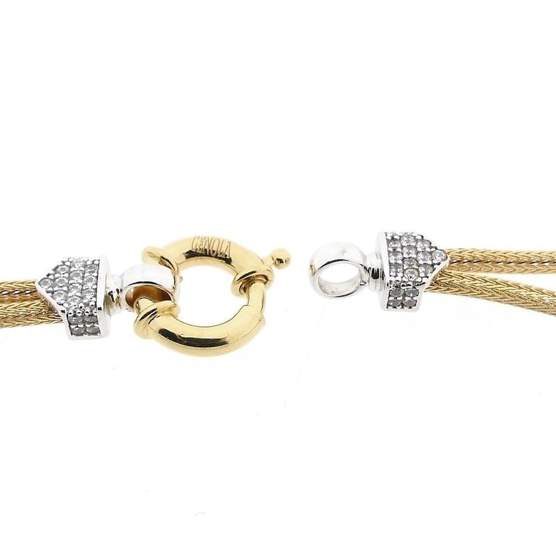 Afbeelding 6 van Tricolor gouden schakelketting met zirconia