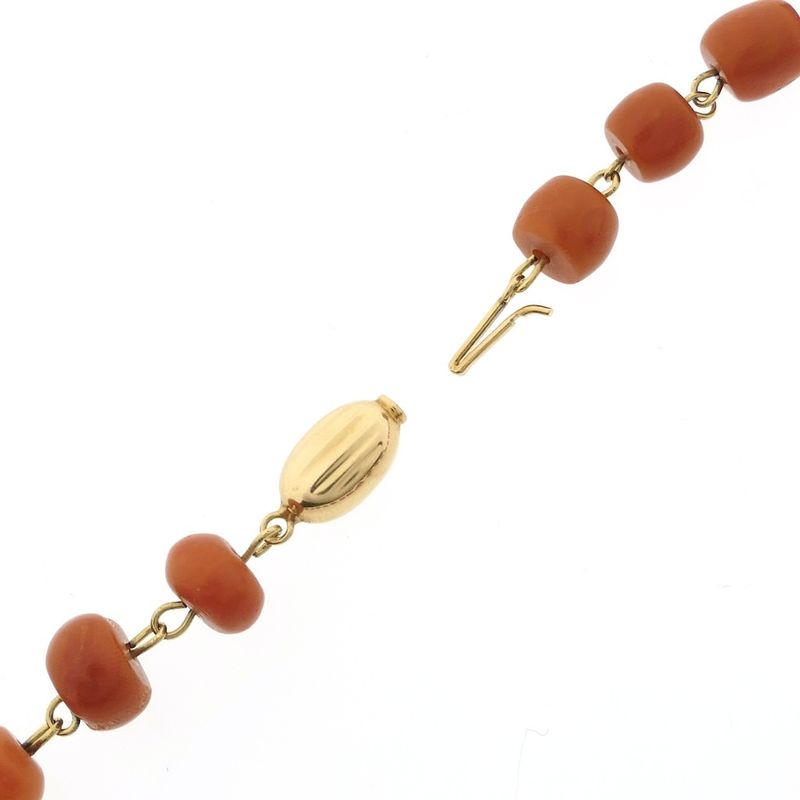 Image 8 of Red coral bead necklace with gold clasp