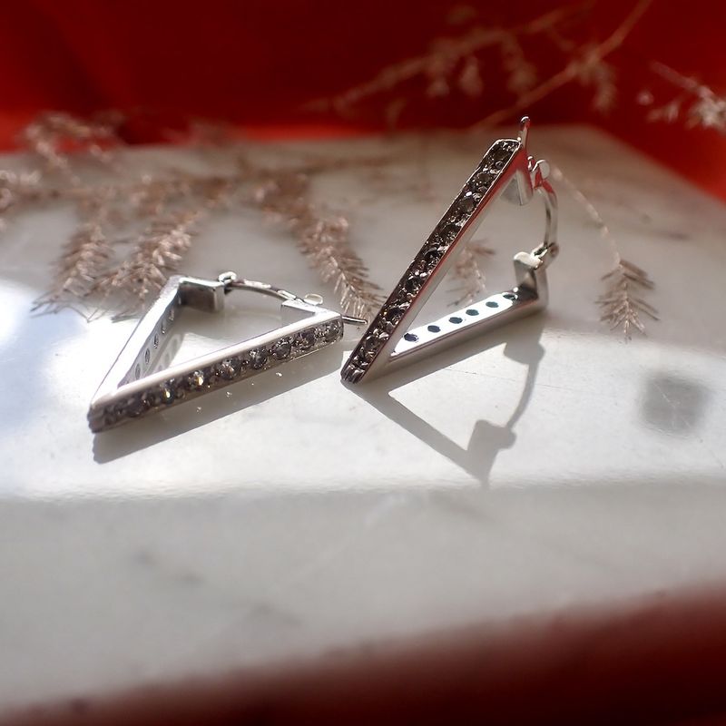 Image 8 of White gold earrings with zirconia