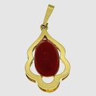 Image 3 of Gold pendant with oval cut carnelian stone