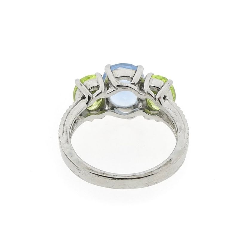 Image 6 of Silver ring with zirconia stones.