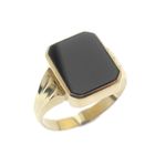Image 1 of Large gold men's signet ring with onyx