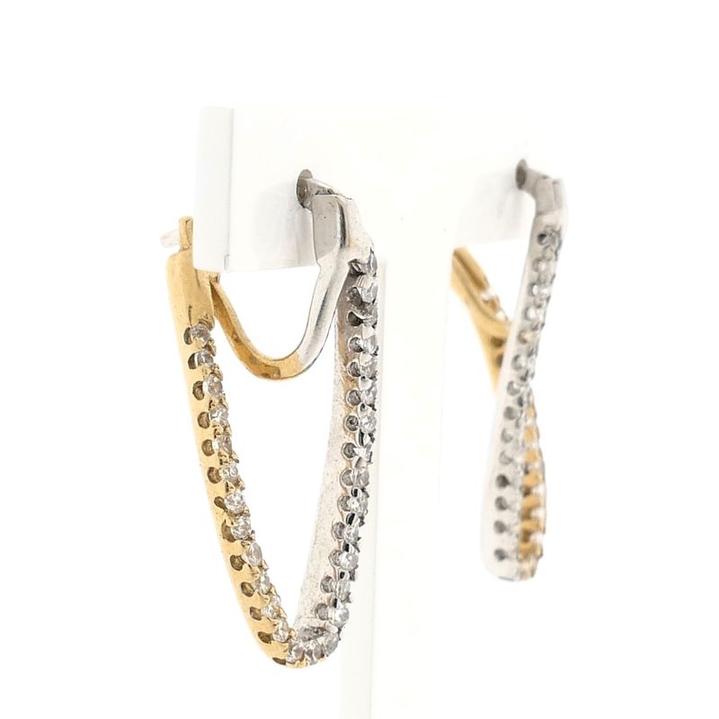 Image 6 of Bicolor gold earrings with zirconia