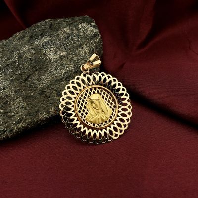 Image 2 of Two-tone gold pendant with the face of Mary