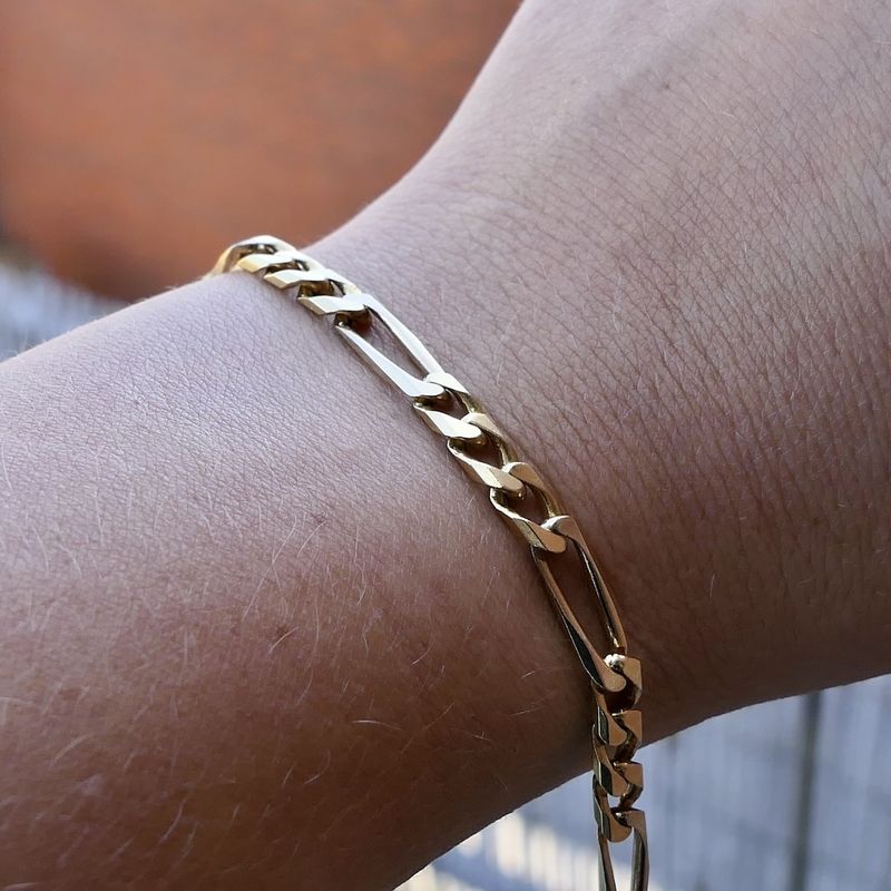 Image 6 of Gold Figaro link men's bracelet