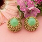Image 8 of Gold clip-on earrings with chrysoprase