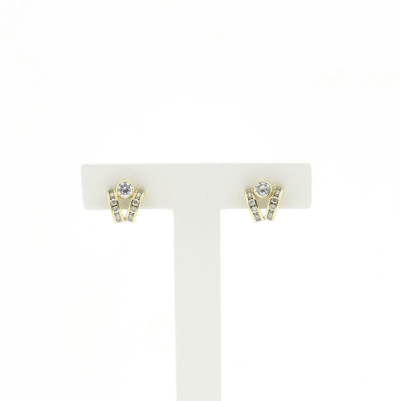 Image 5 of Gold stud earrings with zirconia