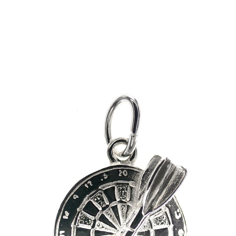 Image 4 of Silver charm of a dartboard with arrow