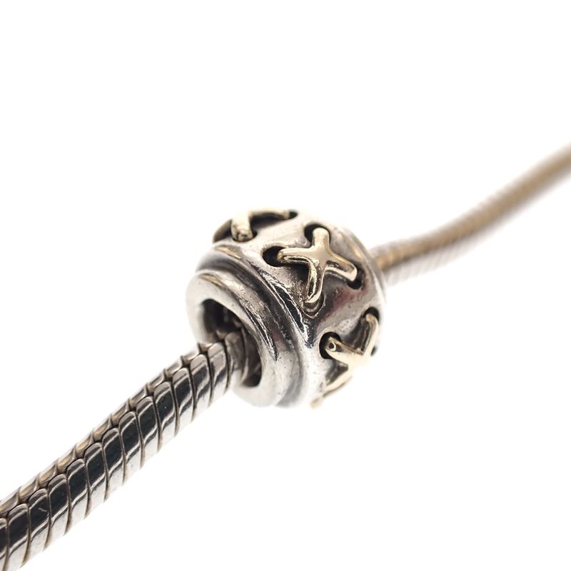 Image 2 of Pandora charm; Silver with gold; Golden Laces