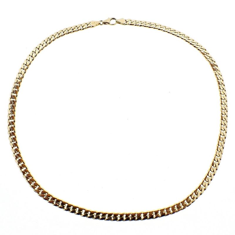 Image 8 of Gold flat gourmet link chain; Karakaş | 54 cm