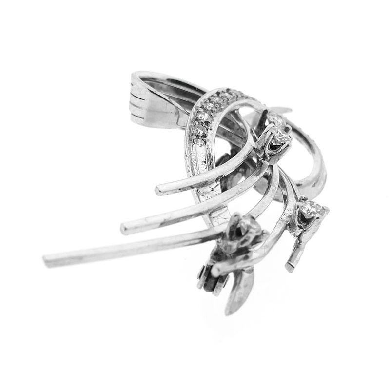 Image 3 of White gold fantasy brooch with diamond 0.33 ct.