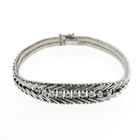 Image 3 of White gold herringbone link bracelet with diamonds; 0.36 ct.