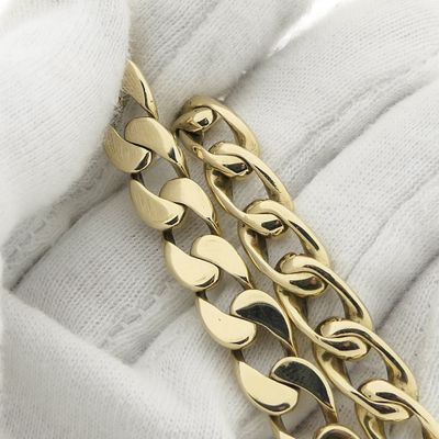 Image 2 of Gold wide gourmet link bracelet