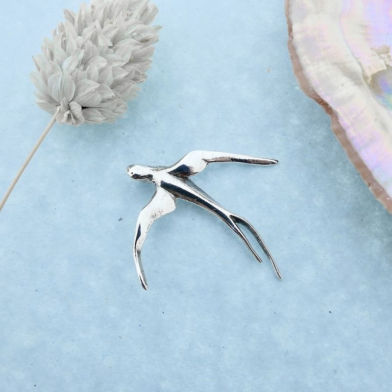 Image 2 of Silver pendant of a swallow