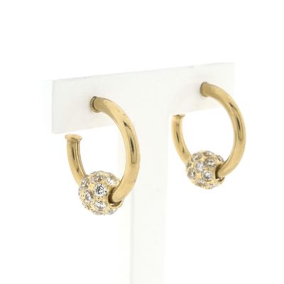 Image 2 of Gold stud earrings with zirconia beads; Ø 20.0 mm
