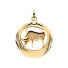 Image 1 of Golden Zodiac Sign Pendant; Taurus