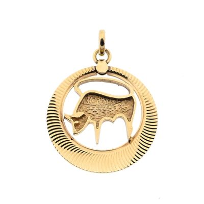 Image 1 of Golden Zodiac Sign Pendant; Taurus