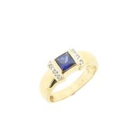 Gold ring with sapphire and diamonds