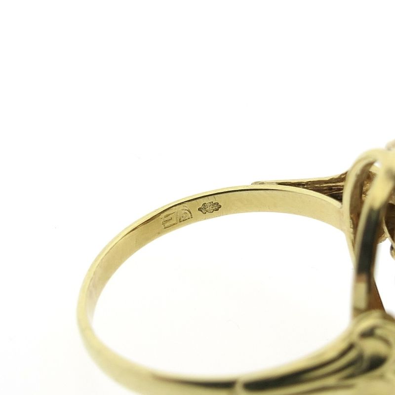 Image 5 of Gold entourage ring with red coral | Vintage