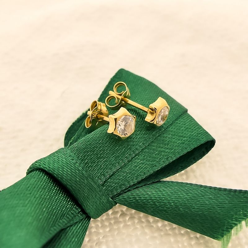 Image 2 of Gold stud earrings with zirconia